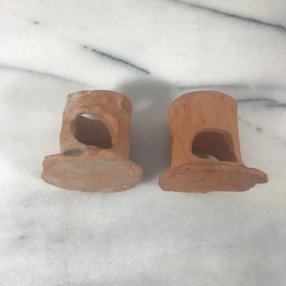 Lot of 8 Terracotta Aquarium & Reptile Hideouts - Natural Clay Fish Tank Decor
